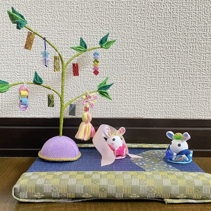 七夕 織姫&彦星 つまみ細工 ちりめん細工 速かっ
