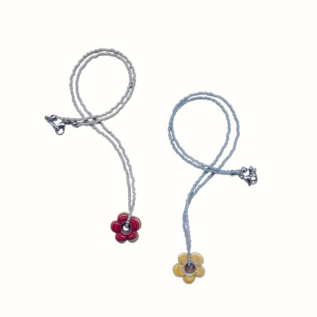 Glass Flower Necklace (red)