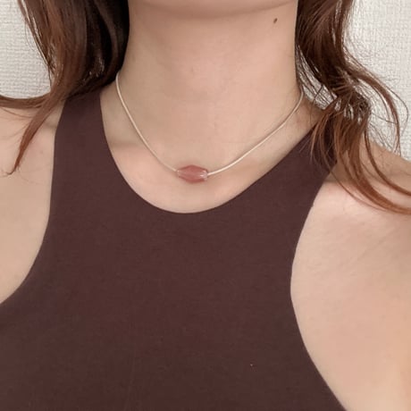 glass beads  necklace(pink× beige)