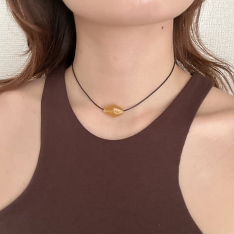 glass beads  necklace(yellow×brown)