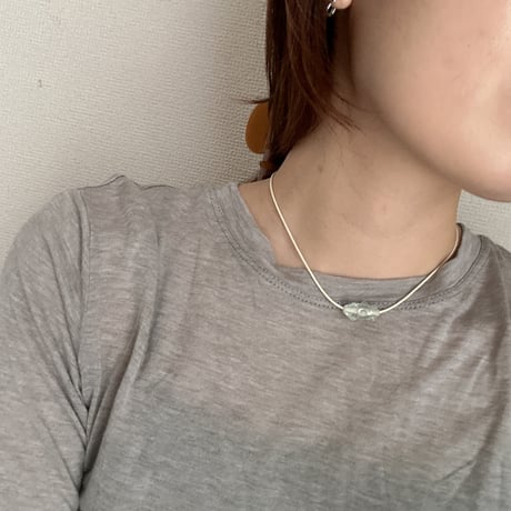 glass beads  necklace(off White×clear)