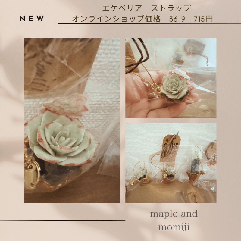 フェイク多肉植物（樹脂粘土)ストラップ Maple&Momiji36-7.8.9 | chou