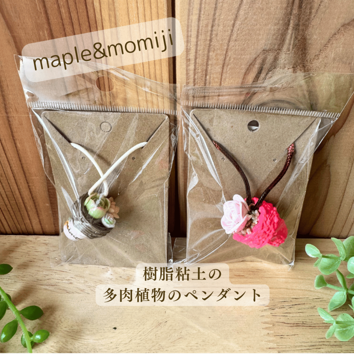 樹脂粘土の多肉植物ペンダント Maple&Momiji36-40.41 | chou chou