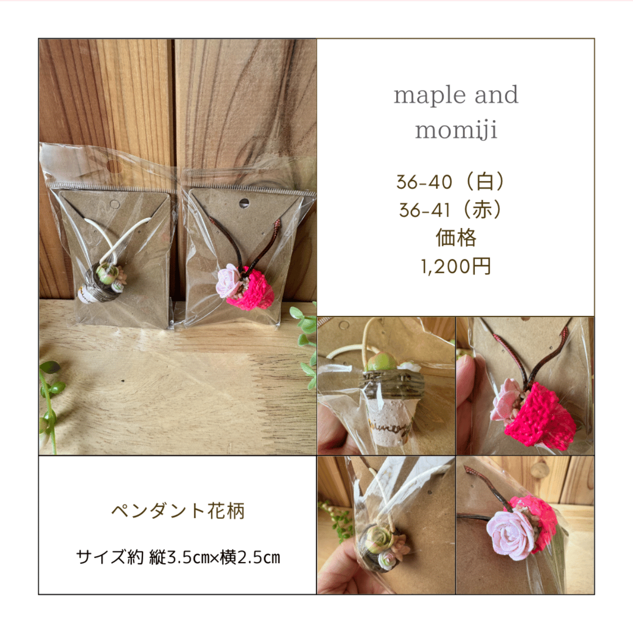 樹脂粘土の多肉植物ペンダント Maple&Momiji36-40.41 | chou chou
