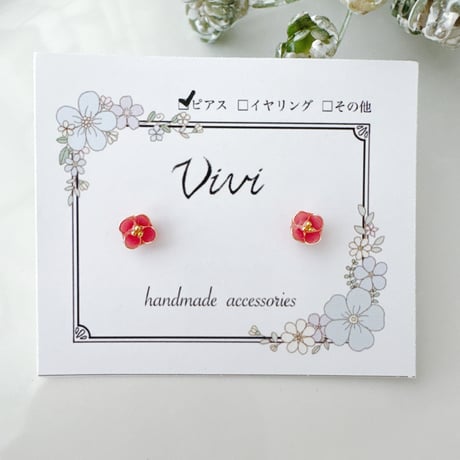 【Vivi】極小アリッサムのお花ピアス・小　濃ピンク　29-620