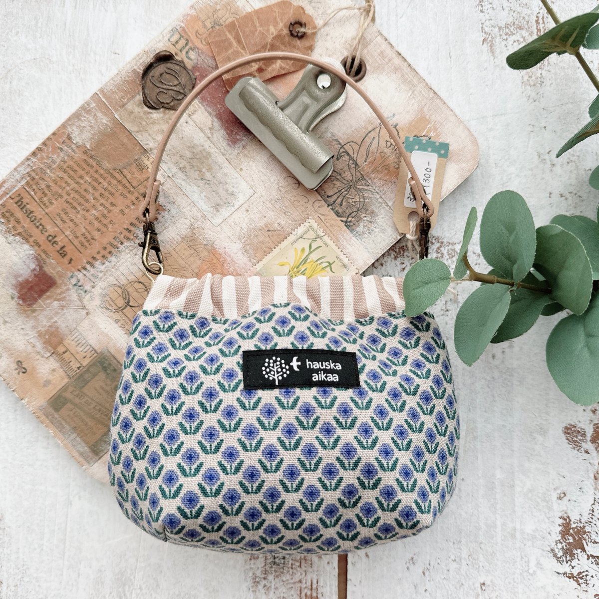 ちょこ苺☆ ハンドメイド バネ口ポーチ ミモザ ブラック ちょこ