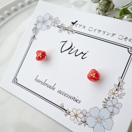 【Vivi】極小アリッサムのお花ピアス・小　濃ピンク　29-620