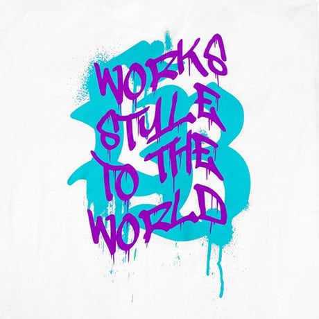 LB Paint Logo Tee White×SkyBlue