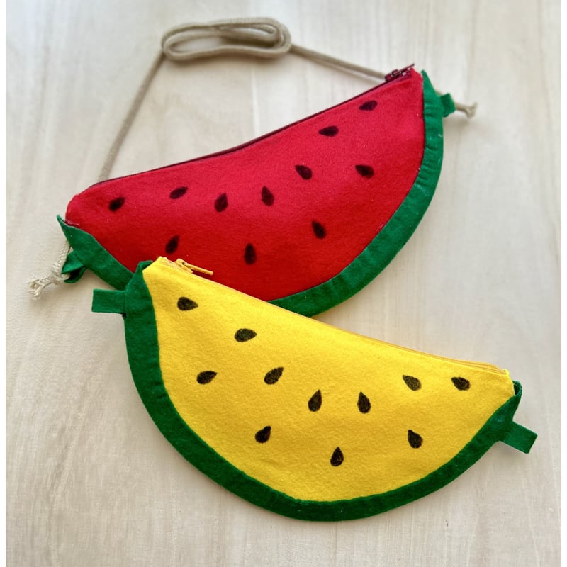 型紙データ】縫わずに作る♪フェルトのすいかポーチ | うたたんの