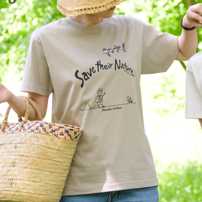 ふんばり親子 Tシャツ「 ツバメの親子 」 | カナヘビ学園 購買部