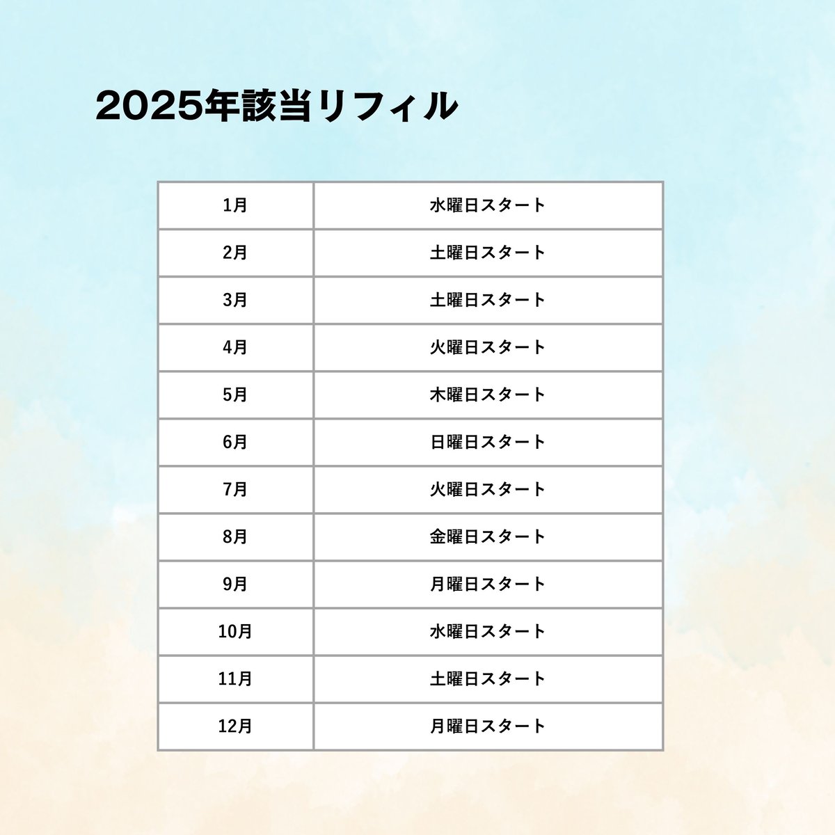ロルバーンL】週間バーチカル｜1日木曜日スタートType1（A4印刷対応