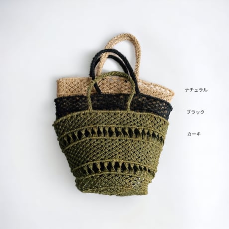 ABACA∫マクラメ 丸底トートバッグ