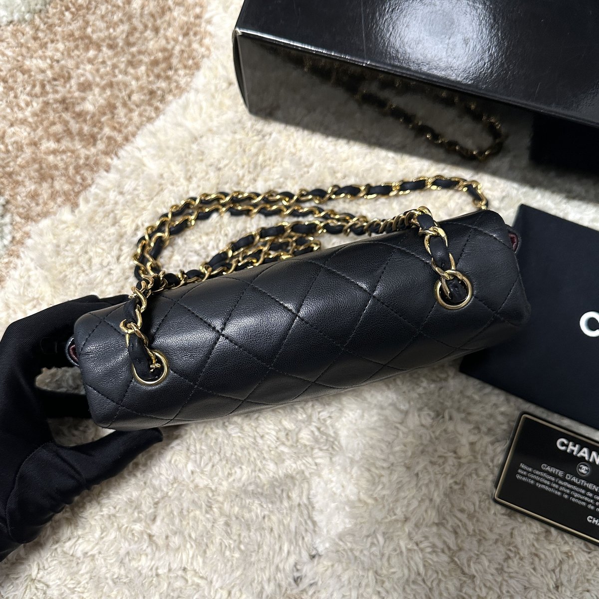 CHANEL ミニマトラッセ チェーンショルダーバッグ ブラック CHANEL シャネル ミニ マトラッセ チェーン ショルダーバッグ