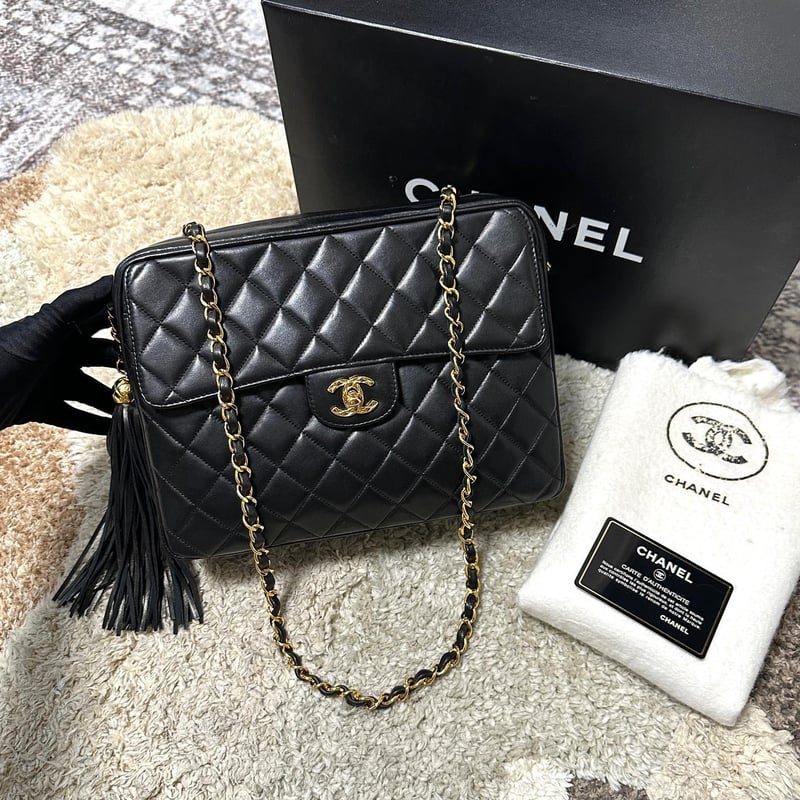シャネル マトラッセ フリンジ チェーン ショルダーバッグ 斜め掛け  
