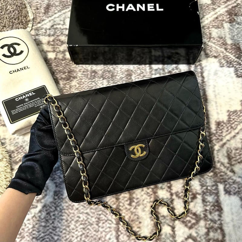 CHANEL ヴィンテージ マトラッセ チェーンショルダーバッグ ブラック 未使用展示品】◇ シャネル ◇ マトラッセ チェーンショルダー