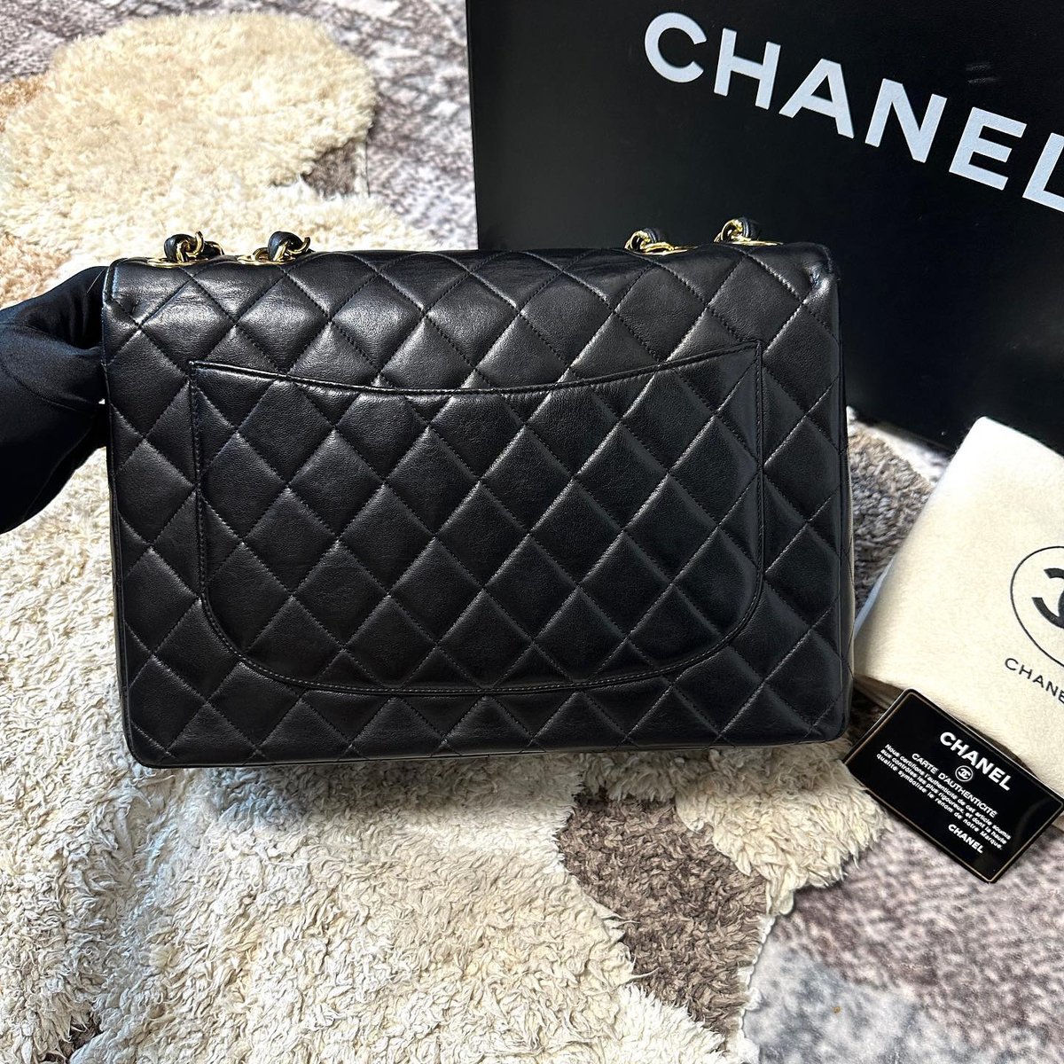 シャネル デカマトラッセ30 Wチェーン ショルダーバッグ ブラック