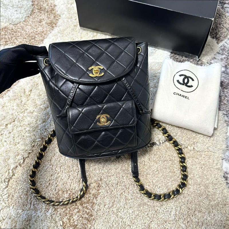 シャネル マトラッセ チェーン バックパック リュックサック ブラック  