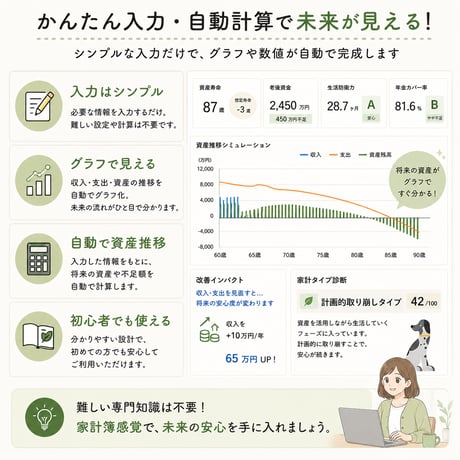 やさしいライフプラン表（Excel版）｜人生とお金が見える未来設計シート