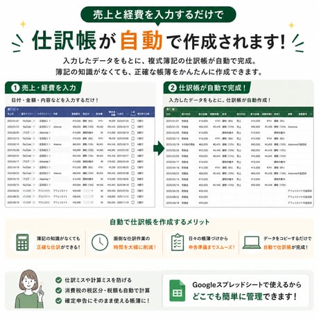【仕訳帳が自動で作れる】確定申告対応の帳簿テンプレート