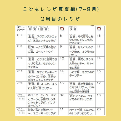 こどもレシピ【真夏編】(7〜8月)