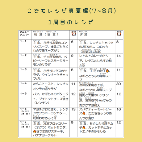 こどもレシピ【真夏編】(7〜8月)