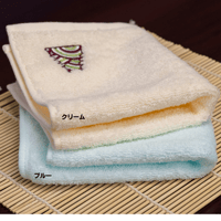 尼崎城刺繍入り　今治タオルハンカチ　ブルー／クリーム／スモーキーブルー【エコ包装】