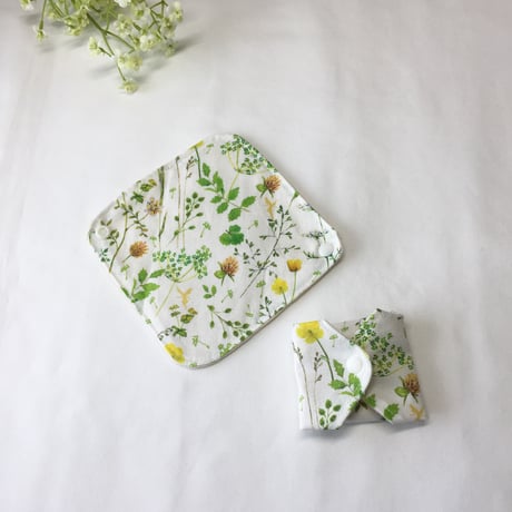 布ライナー(妖精と草花）おりものライナー/透湿防水布なし/表面オーガニックコットンワッフル