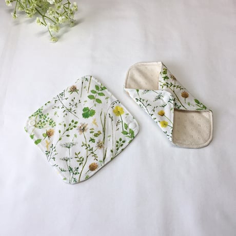 ニット布ライナー(妖精と草花）おりものライナー/透湿防水布なし/表面オーガニックコットン