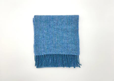 みちのくあかね会 ホームスパン マフラー ブルー系 新品未使用 みちのくあかね会＞ホームスパン ショートマフラー ブルー