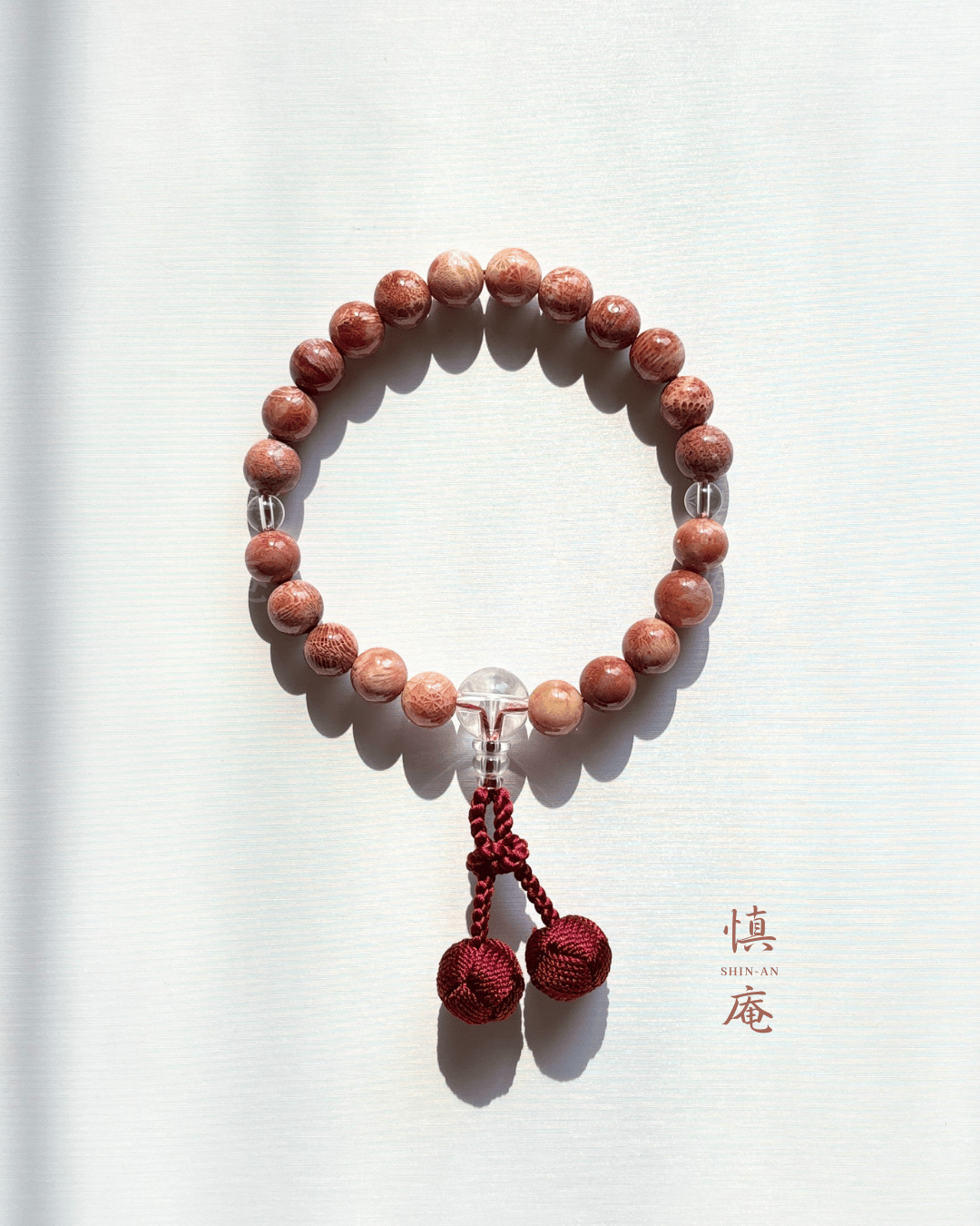 9.5㎜玉 フォッシルコーラル／手作り略式念珠 | shin-mala