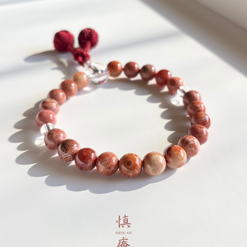 9.5㎜玉 フォッシルコーラル／手作り略式念珠 | shin-mala