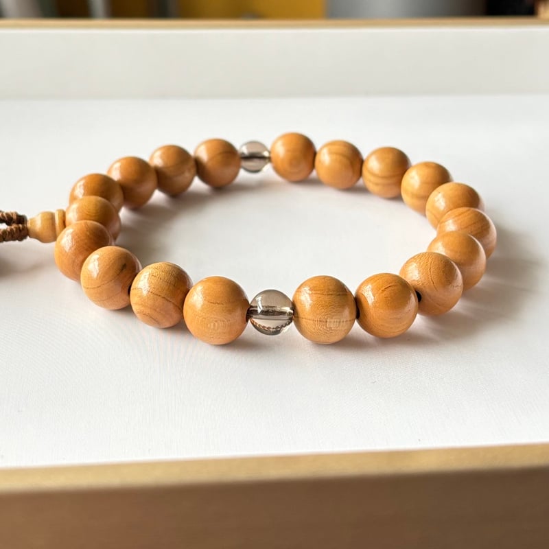 桃の木・スモーキークォーツ／手作り略式念珠 | shin-mala