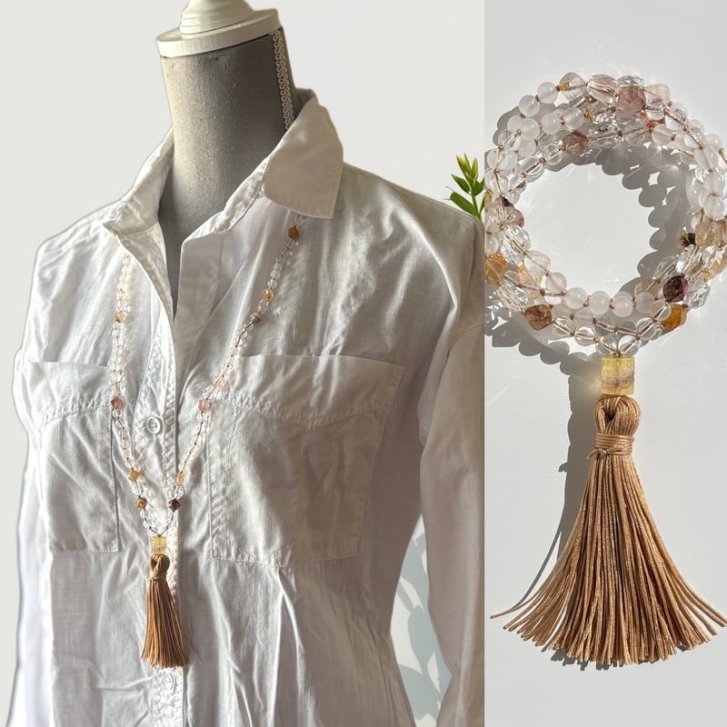 ヘマタイトインクォーツ・ホワイトカルセドニー・水晶 6〜8㎜玉混合