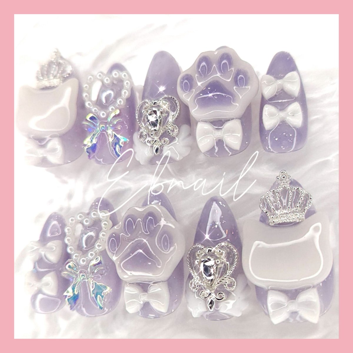 4 ネイルチップ 量産型 地雷系 サブカル 天使界隈 ねこ 肉球 ハート