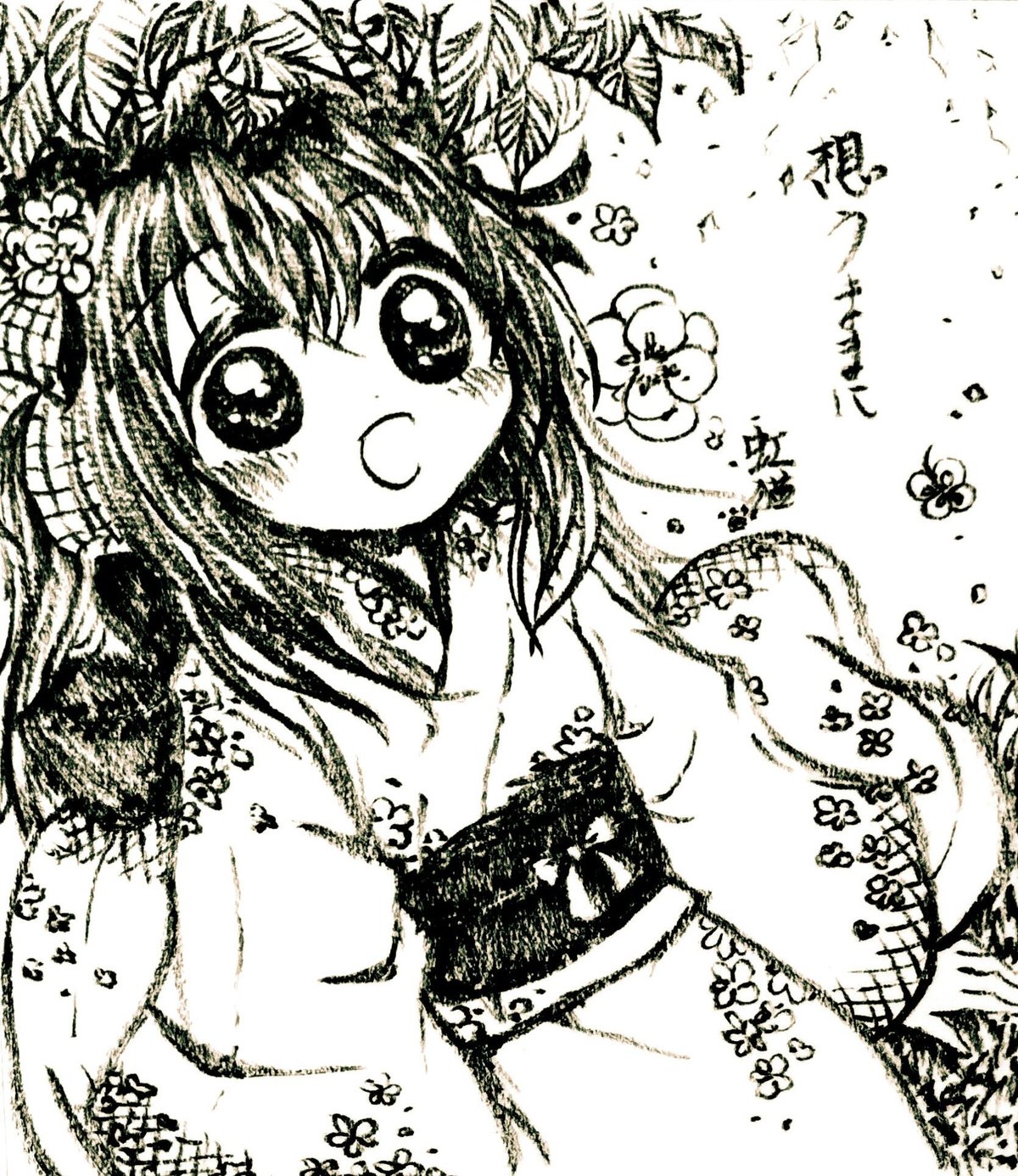 色紙絵『想うままに』 | ＊詩とイラストの虹猫＊