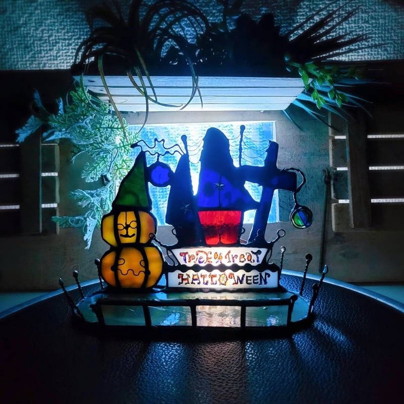 ステンドグラス　ハロウィンの屋台 ステンドグラス ハロウィンの屋台