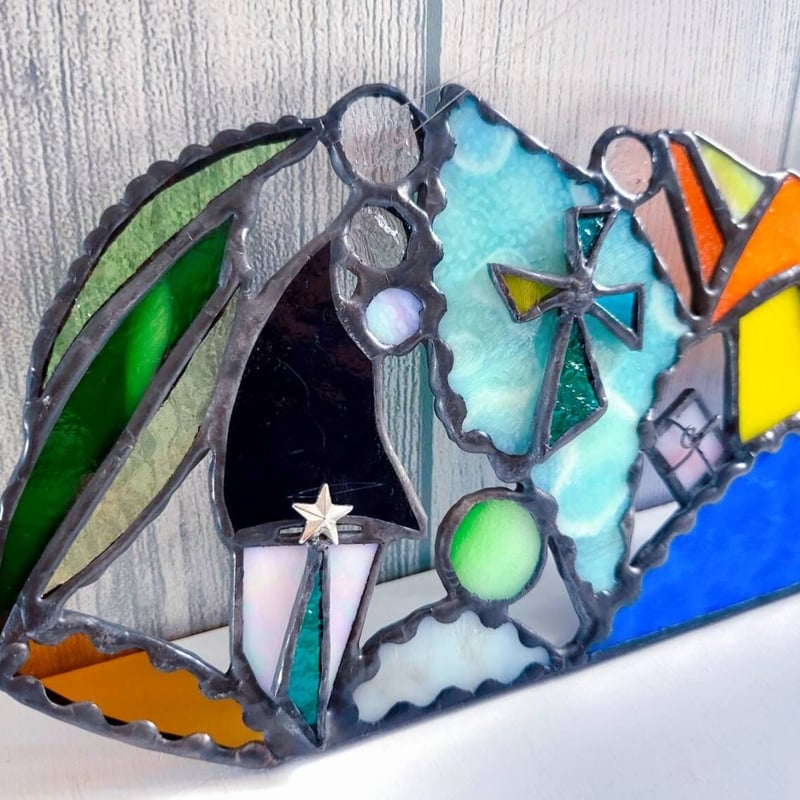 ステンドグラス◆ハンドメイト品 ステンドグラス 立て掛け 「魔女の森」 | ことぶき家ステンドグラス