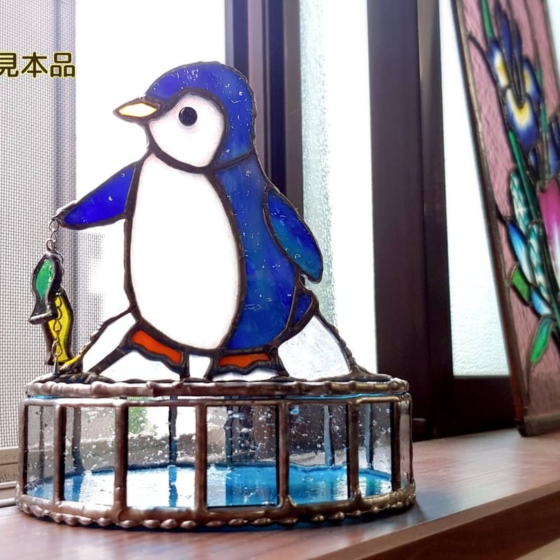 マルティグラス 大きな ペンギン 置物 硝子 専用箱付き MultiGlass