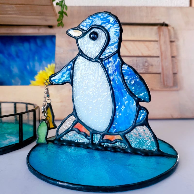 ペンギンさんの釣り大会☆ | ことぶき家ステンドグラス