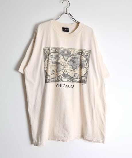 1990s 『world map』 print t-shirt