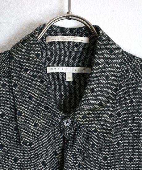 1990s "PERRY ELLIS" s/s silk designed shirt