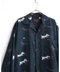 1990s l/s dog designed open collar shirt