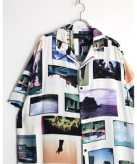 2000s “no boundaries” s/s rayon photographic shirt
