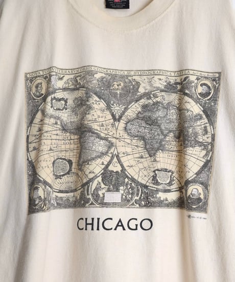 1990s 『world map』 print t-shirt