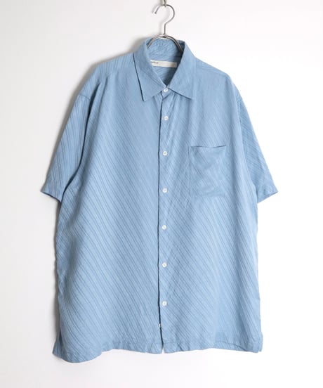 2000s "PERRY ELLIS" s/s silk striped shirt