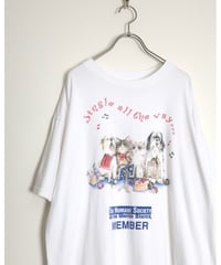 cat & dog print t-shirt