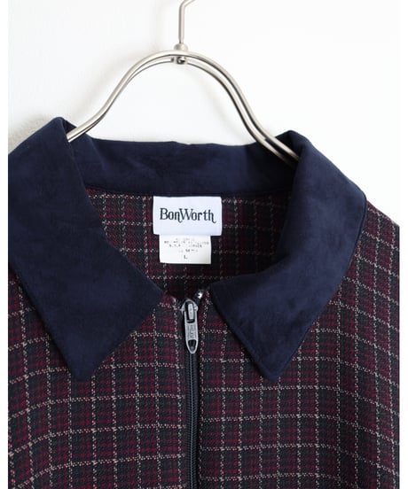 1990s “Bon Worth” rayon polyester checked blouson