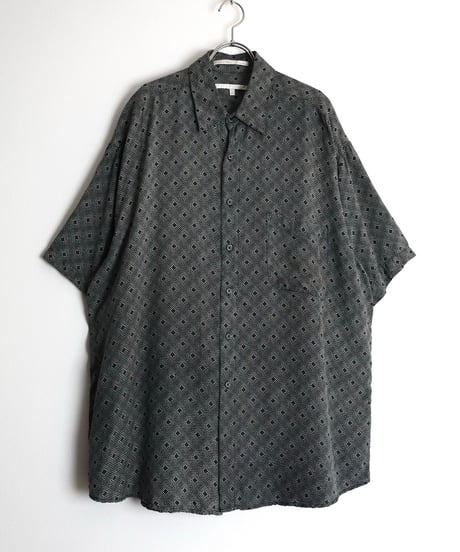 1990s "PERRY ELLIS" s/s silk designed shirt