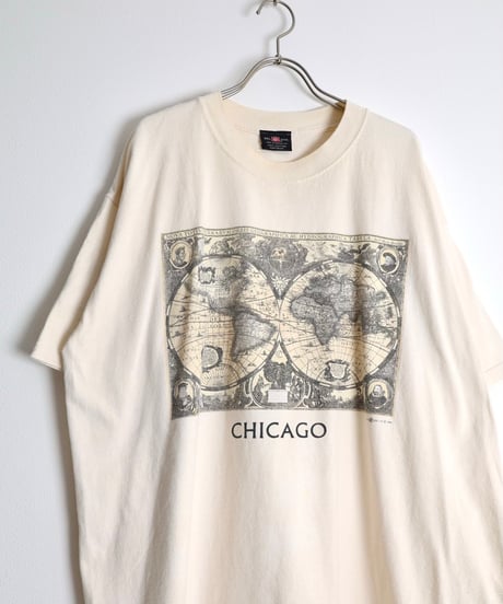 1990s 『world map』 print t-shirt