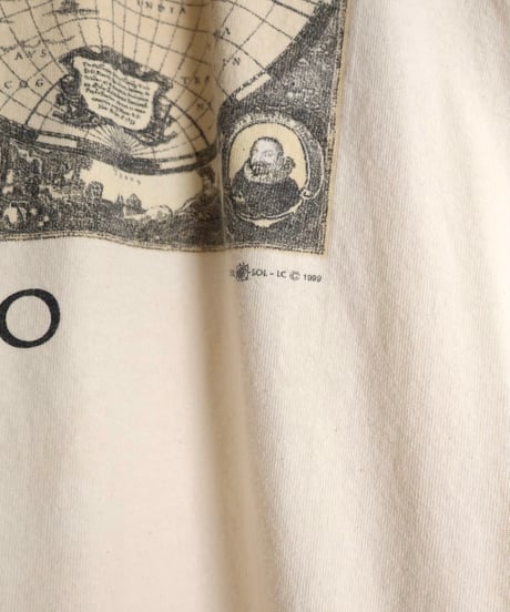 1990s 『world map』 print t-shirt